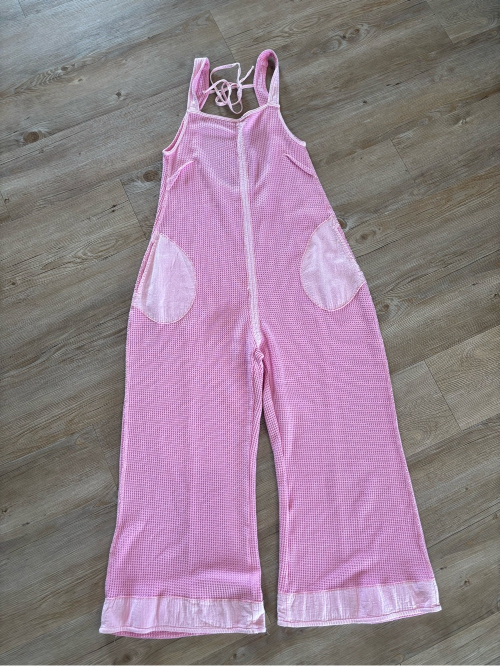 Pink Womens’ Waffle-Knit Overalls